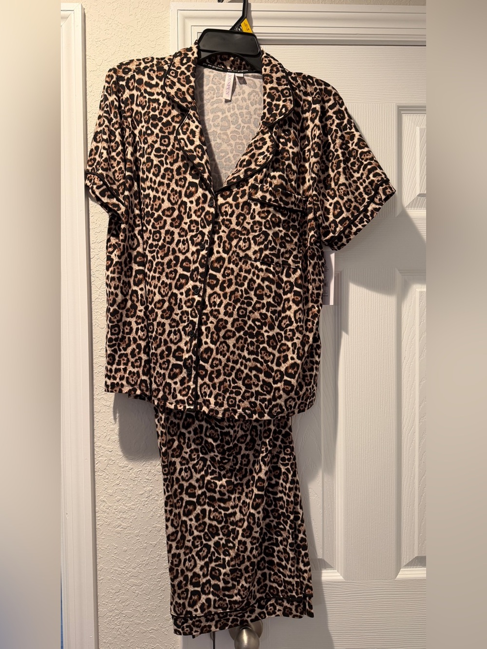 Leopard Print Short-Sleeve Pajama Set - Brown Leopard